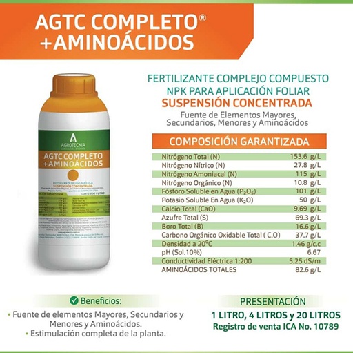 [NV22] FERTILIZANTE AGTC COMPLETO X LITRO